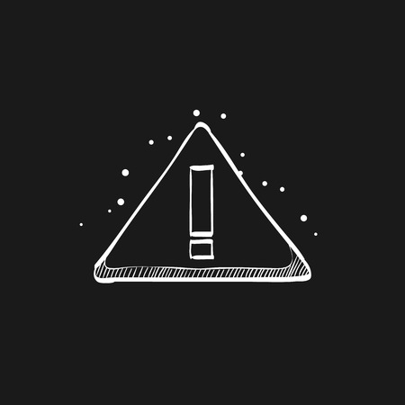 Warning sign icon in doodle sketch lines. Beware notice triangle safety securityのイラスト素材