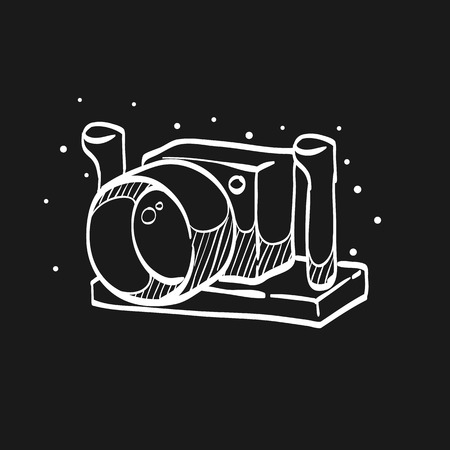 Underwater camera icon in doodle sketch lines. Photography sea water diving animal documentaryのイラスト素材