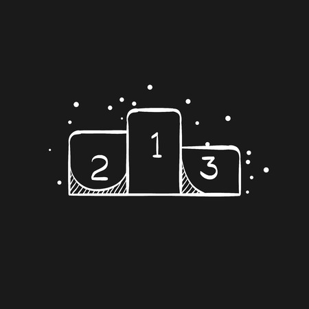 Sport podium icon in doodle sketch lines. Winner champion athletic s rally automotiveのイラスト素材