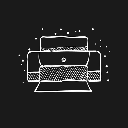 Printer icon in doodle sketch lines.のイラスト素材