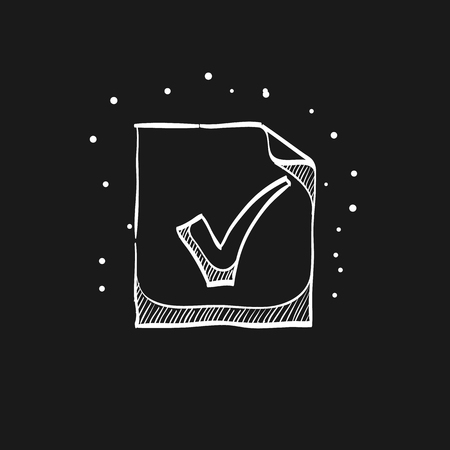 Checkmark icon in doodle sketch lines. Events organizer reminder scheduleのイラスト素材
