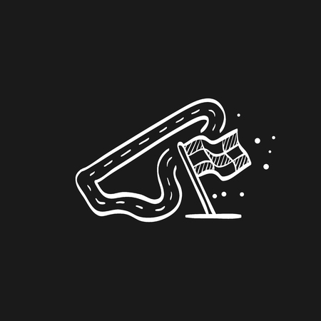 Race circuit icon in doodle sketch lines. Sport transportation driving laneのイラスト素材