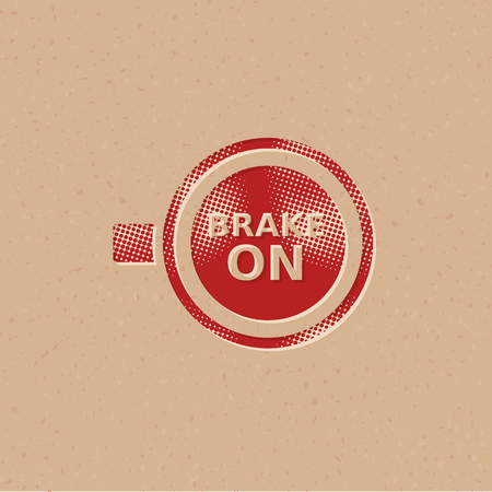Race brake sign icon in halftone style. Grunge background vector illustration.のイラスト素材