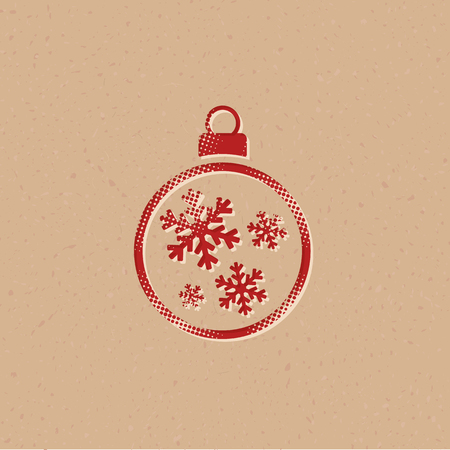 Christmas ball icon in halftone style. Grunge background vector illustration.のイラスト素材