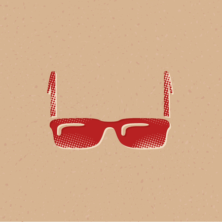 Eyeglasses icon in halftone style. Grunge background vector illustration.のイラスト素材
