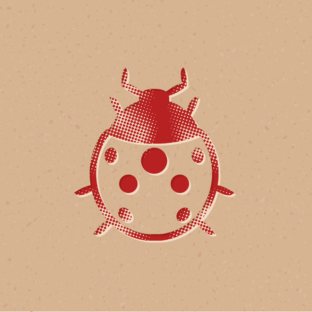 Bug icon in halftone style. Grunge background vector illustration.のイラスト素材