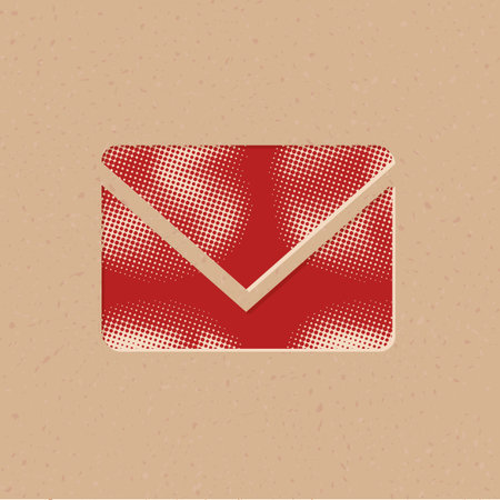 Envelope icon in halftone style. Grunge background vector illustration.のイラスト素材