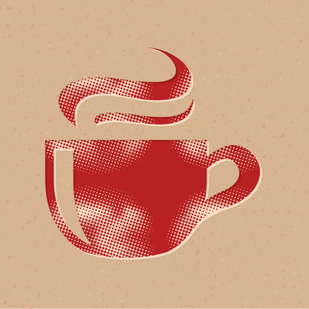 Chocolate drink icon in halftone style. Grunge background vector illustration.のイラスト素材