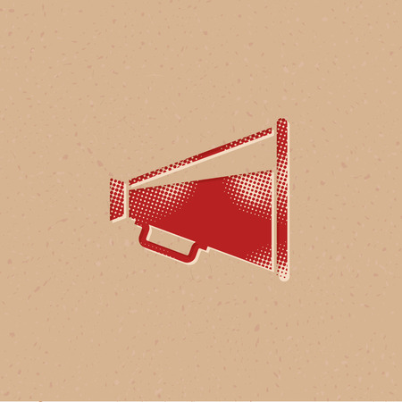 Loudspeaker icon in halftone style. Grunge background vector illustration.のイラスト素材