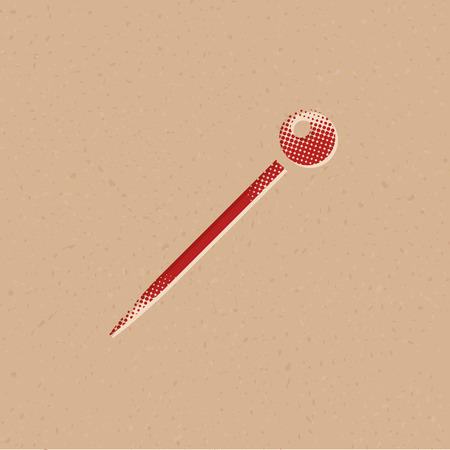 Needle icon in halftone style. Grunge background vector illustration.のイラスト素材
