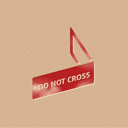 Police line icon in halftone style. Grunge background vector illustration.のイラスト素材