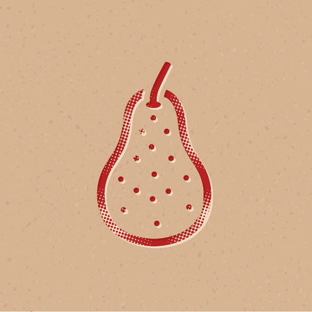 Pear icon in halftone style. Grunge background vector illustration.のイラスト素材