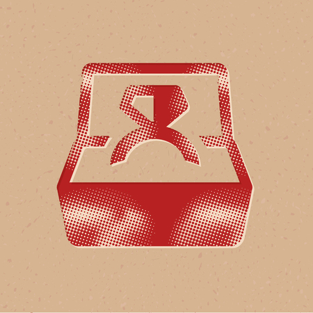 Wedding ring icon in halftone style. Grunge background vector illustration.のイラスト素材