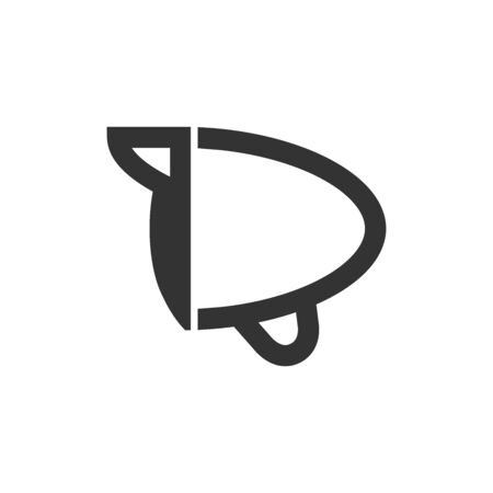 Bicycle head lamp icon in thick outline style. Black and white monochrome vector illustration.のイラスト素材