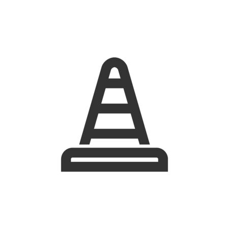 Traffic cone icon in thick outline style. Black and white monochrome vector illustration.のイラスト素材