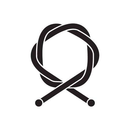 Bicycle cable icon in thick outline style. Black and white monochrome vector illustration.のイラスト素材