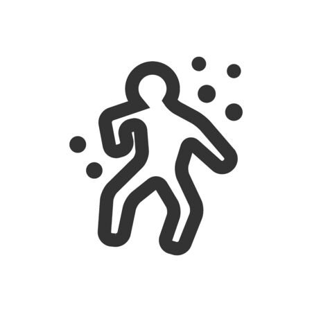 Crime victim icon in thick outline style. Black and white monochrome vector illustration.のイラスト素材