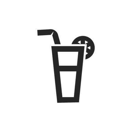 Cocktail drink icon in thick outline style. Black and white monochrome vector illustration.のイラスト素材