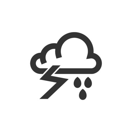 Weather overcast storm icon in thick outline style. Black and white monochrome vector illustration.のイラスト素材