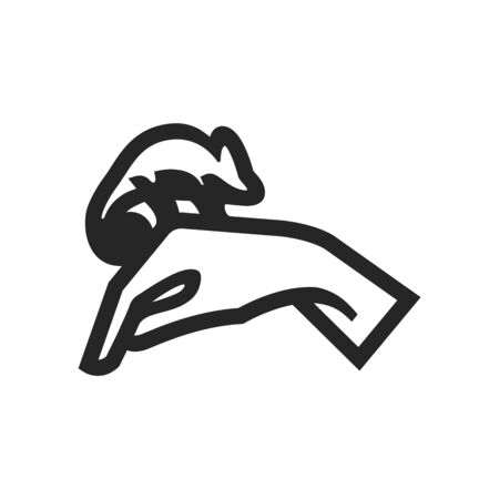 Animal care icon in thick outline style. Black and white monochrome vector illustration.のイラスト素材