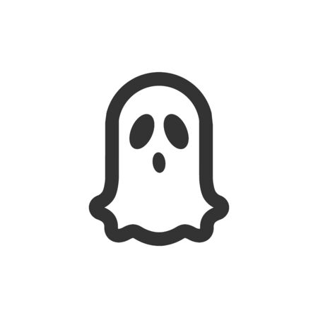 Halloween ghost icon in thick outline style. Black and white monochrome vector illustration.のイラスト素材