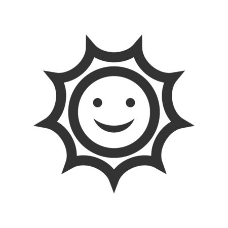 Weather forecast sunny icon in thick outline style. Black and white monochrome vector illustration.のイラスト素材