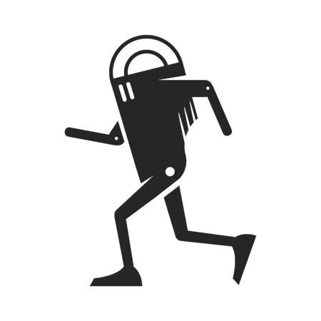 Robot icon in black and white. Industrial technology vector illustration.のイラスト素材
