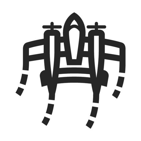 Vintage airplane icon in thick outline style. Black and white monochrome vector illustration.のイラスト素材