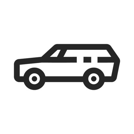 Car icon in thick outline style. Black and white monochrome vector illustration.のイラスト素材