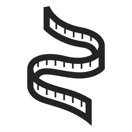 Measuring tape icon in thick outline style. Black and white monochrome vector illustration.のイラスト素材