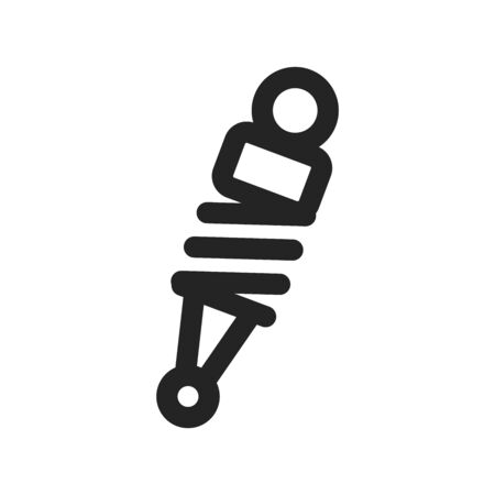 Shock absorber icon in thick outline style. Black and white monochrome vector illustration.のイラスト素材