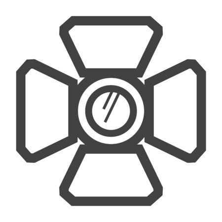 Studio lighting icon in thick outline style. Black and white monochrome vector illustration.のイラスト素材
