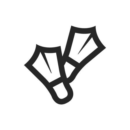 Diving fins icon in thick outline style. Black and white monochrome vector illustration.のイラスト素材