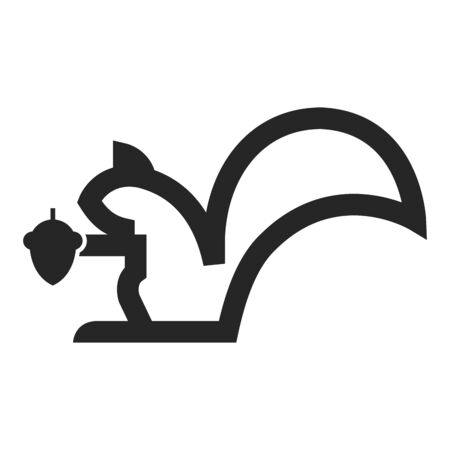 Squirrel icon in thick outline style. Black and white monochrome vector illustration.のイラスト素材