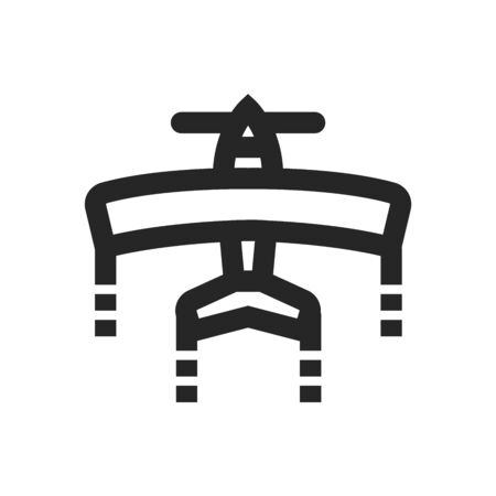 Vintage Airplane icon in thick outline style. Black and white monochrome vector illustration.のイラスト素材