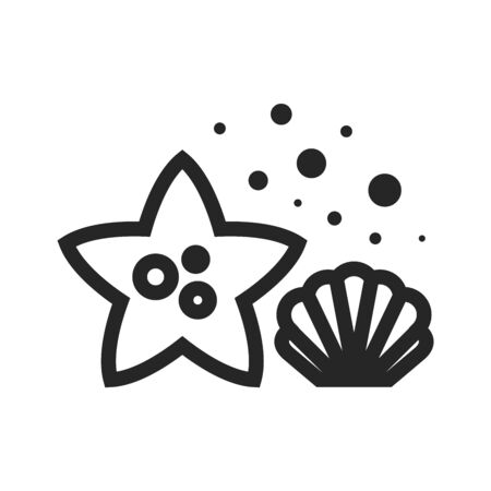 Star fish icon in thick outline style. Black and white monochrome vector illustration.のイラスト素材