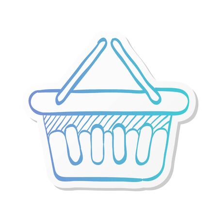 Shopping basket icon in sticker color style. Buying, ecommerceのイラスト素材
