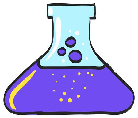 Beaker icon in color drawing. Labs research science biology chemical chemistのイラスト素材