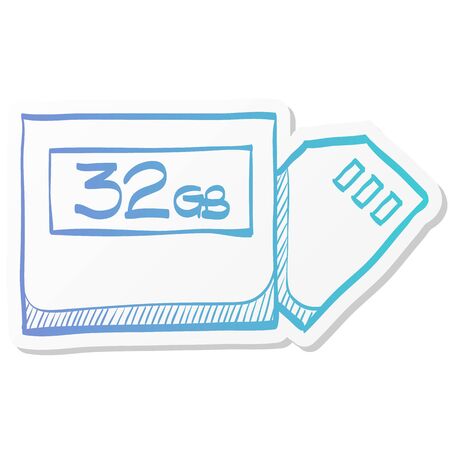 Compact flash and SD card icon in sticker color style. Computer photography store image file data digitalのイラスト素材
