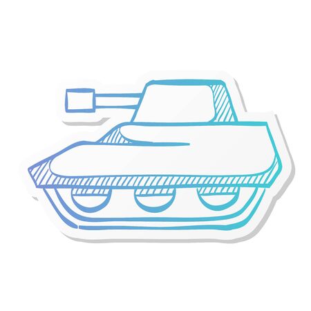 Tank icon in sticker color style. Military weapon war.のイラスト素材