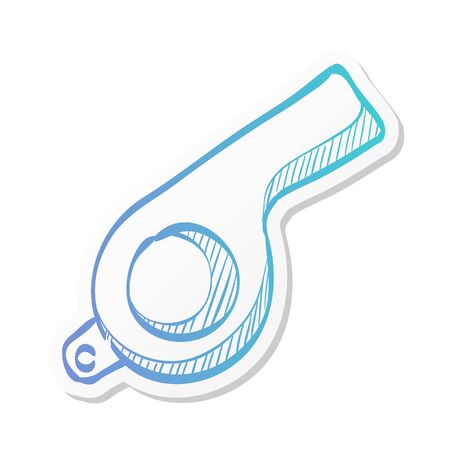 Whistle icon in sticker color style. Sport referee judge competitionのイラスト素材