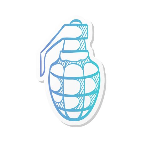 Grenade icon in sticker color style. Military army explosive fragmented attack throwのイラスト素材