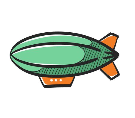 Airship icon in color drawing. Hot air balloon zeppelinのイラスト素材