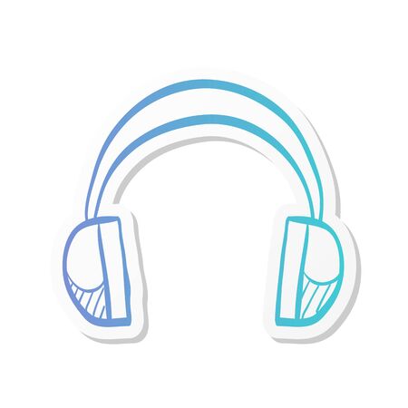 Headset Audio icon in sticker color style.のイラスト素材