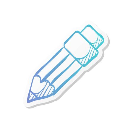 Pencil icon in sticker color style. Illustration painting working tool doodling sketch planのイラスト素材