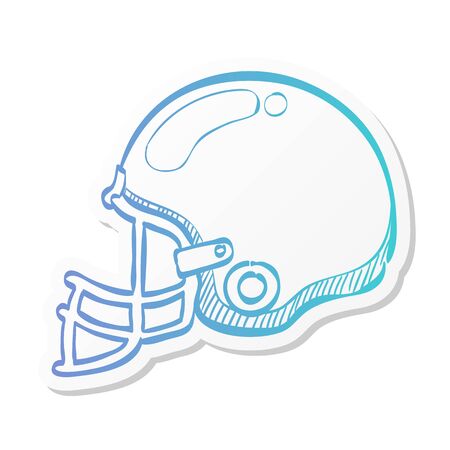Football helmet icon in sticker color style. Sport American center back protectionのイラスト素材