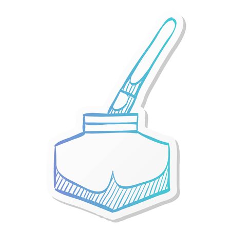 Ink pot icon with brush in sticker color style.のイラスト素材