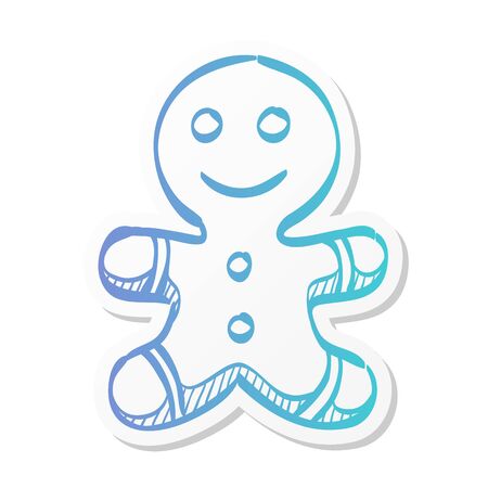 Gingerman icon in sticker color style. Food snack cake ginger bread brownのイラスト素材