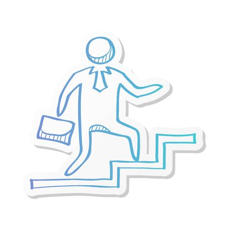 Businessman stairway icon in sticker color style. Business office future ambition challengeのイラスト素材