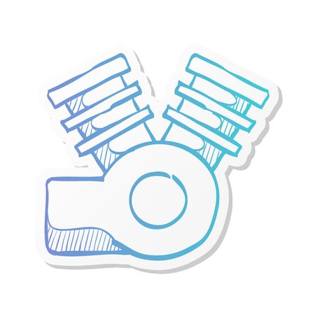 Motorcycle machine icon in sticker color style. Automotive bike sport transportation power fuelのイラスト素材
